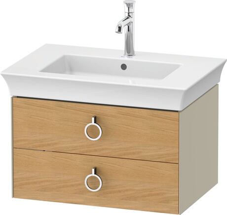Vanity unit wall-mounted, WT43510H5H3 Front: Natural oak Matt, Solid wood, Corpus: taupe High Gloss, Lacquer