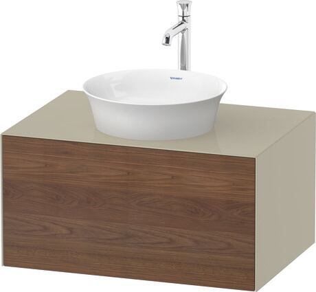 挂壁式浴柜台面, WT4975077H3 门板: 美洲胡桃木 哑光, 实木, 主体: 灰褐色 高光, 清漆, 台面: 灰褐色 高光, 清漆