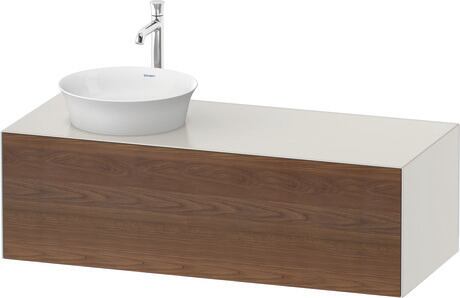 Console vanity unit wall-mounted, WT4977L7739 Front: American walnut Matt, Solid wood, Corpus: Nordic white Satin Matt, Lacquer, Console: Nordic white Satin Matt, Lacquer