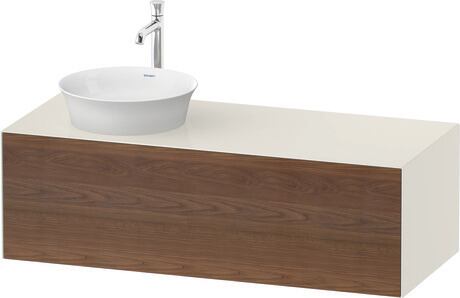Console vanity unit wall-mounted, WT4977L77H4 Front: American walnut Matt, Solid wood, Corpus: Nordic white High Gloss, Lacquer, Console: Nordic white High Gloss, Lacquer