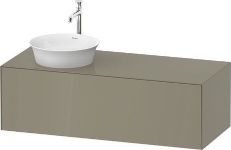 Meuble sous lavabo suspendu pour plan de toilette, WT4977LH2H2 Gris pierre brillant, Laqué