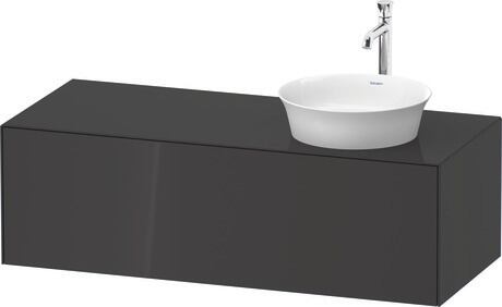 Meuble sous lavabo suspendu pour plan de toilette, WT4977RH1H1 Graphite brillant, Laqué