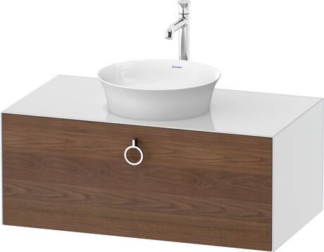 Console vanity unit wall-mounted, WT498107785 Front: American walnut Matt, Solid wood, Corpus: White High Gloss, Lacquer, Console: White High Gloss, Lacquer