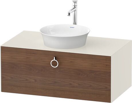 Console vanity unit wall-mounted, WT4981077H4 Front: American walnut Matt, Solid wood, Corpus: Nordic white High Gloss, Lacquer, Console: Nordic white High Gloss, Lacquer