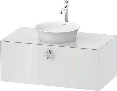 Meuble sous lavabo suspendu pour plan de toilette, WT498108585 Blanc brillant, Laqué