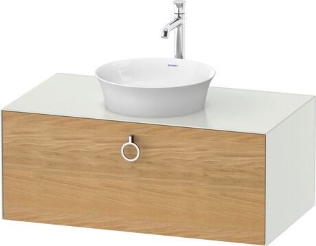 Console vanity unit wall-mounted, WT49810H536 Front: Natural oak Matt, Solid wood, Corpus: White Satin Matt, Lacquer, Console: White Satin Matt, Lacquer