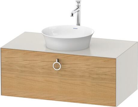 Console vanity unit wall-mounted, WT49810H539 Front: Natural oak Matt, Solid wood, Corpus: Nordic white Satin Matt, Lacquer, Console: Nordic white Satin Matt, Lacquer