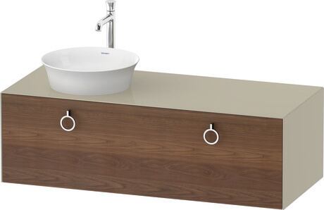 Console vanity unit wall-mounted, WT4982L77H3 Front: American walnut Matt, Solid wood, Corpus: taupe High Gloss, Lacquer, Console: taupe High Gloss, Lacquer