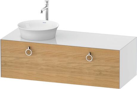 Console vanity unit wall-mounted, WT4982LH585 Front: Natural oak Matt, Solid wood, Corpus: White High Gloss, Lacquer, Console: White High Gloss, Lacquer