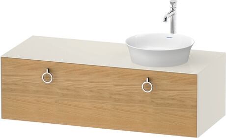 Console vanity unit wall-mounted, WT4982RH5H4 Front: Natural oak Matt, Solid wood, Corpus: Nordic white High Gloss, Lacquer, Console: Nordic white High Gloss, Lacquer