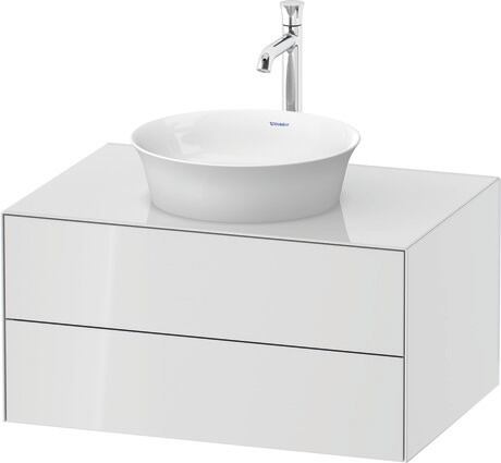 Meuble sous lavabo suspendu pour plan de toilette, WT498508585 Blanc brillant, Laqué
