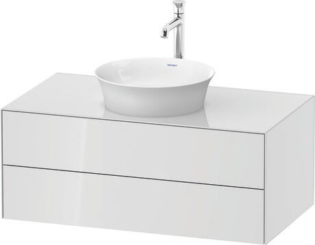 Meuble sous lavabo suspendu pour plan de toilette, WT498608585 Blanc brillant, Laqué