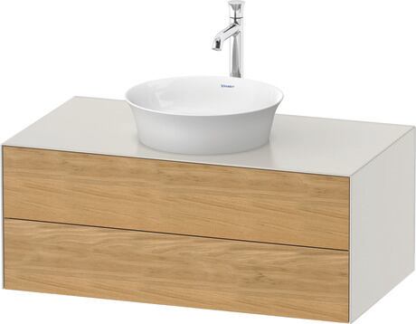 Console vanity unit wall-mounted, WT49860H539 Front: Natural oak Matt, Solid wood, Corpus: Nordic white Satin Matt, Lacquer, Console: Nordic white Satin Matt, Lacquer