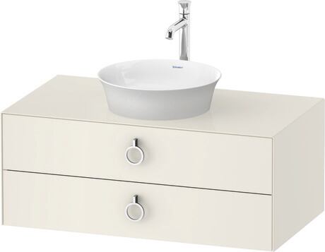 Meuble sous lavabo suspendu pour plan de toilette, WT49910H4H4 Blanc Nordic brillant, Laqué