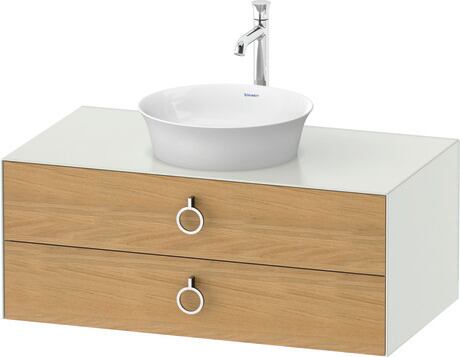 Console vanity unit wall-mounted, WT49910H536 Front: Natural oak Matt, Solid wood, Corpus: White Satin Matt, Lacquer, Console: White Satin Matt, Lacquer