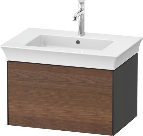 Vanity unit wall-mounted, WT4241077H1 Front: American walnut Matt, Solid wood, Corpus: Graphite High Gloss, Lacquer