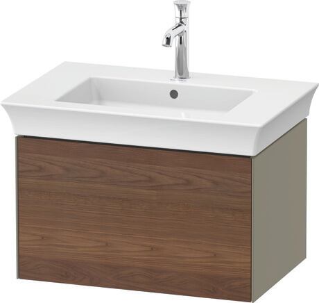 Vanity unit wall-mounted, WT4241077H2 Front: American walnut Matt, Solid wood, Corpus: Stone grey High Gloss, Lacquer