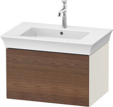 Vanity unit wall-mounted, WT4241077H4 Front: American walnut Matt, Solid wood, Corpus: Nordic white High Gloss, Lacquer