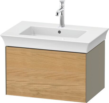 Vanity unit wall-mounted, WT42410H5H2 Front: Natural oak Matt, Solid wood, Corpus: Stone grey High Gloss, Lacquer