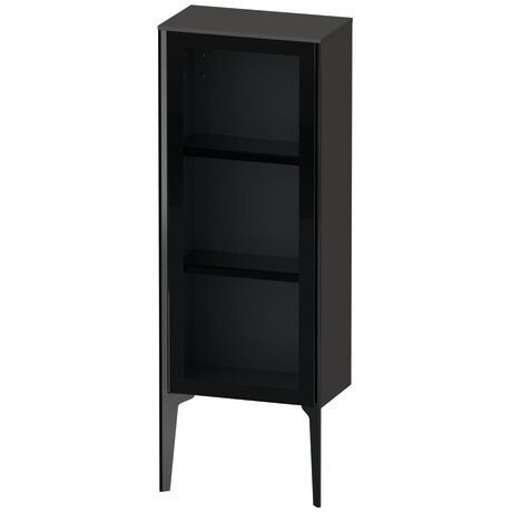 Semi-tall cabinet, XV1360LB280 Hinge position: Left, Front: Parsol grey, Corpus: Graphite Super Matt, Decor, Profile colour: Black, Profile: Black