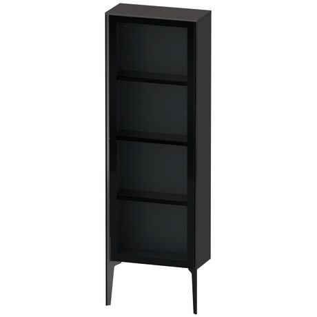 Semi-tall cabinet, XV1366LB280 Hinge position: Left, Front: Parsol grey, Corpus: Graphite Super Matt, Decor, Profile colour: Black, Profile: Black