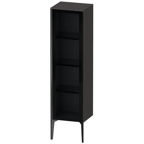 Semi-tall cabinet, XV1367LB280 Hinge position: Left, Front: Parsol grey, Corpus: Graphite Super Matt, Decor, Profile colour: Black, Profile: Black