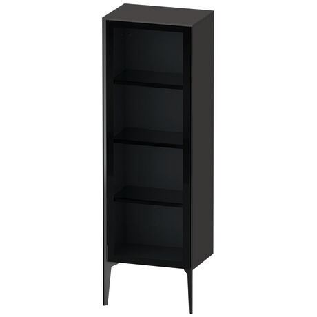 Semi-tall cabinet, XV1368LB280 Hinge position: Left, Front: Parsol grey, Corpus: Graphite Super Matt, Decor, Profile colour: Black, Profile: Black