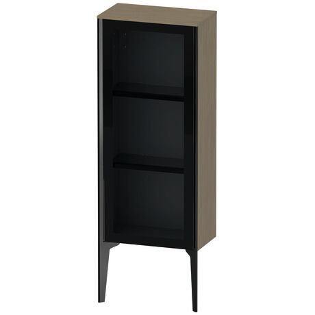 Semi-tall cabinet, XV1360LB235 Hinge position: Left, Front: Parsol grey, Corpus: Oak terra Matt, Decor, Profile colour: Black, Profile: Black