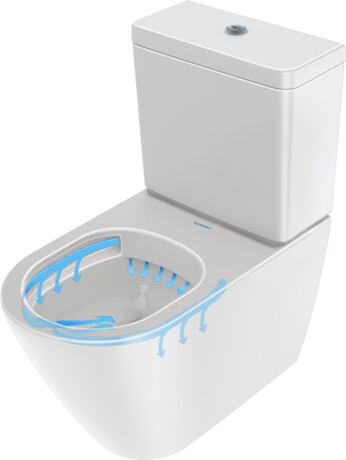 Toilet close-coupled, 2002090000 White High Gloss, Outlet drain: horizontal, washdown model, Length adjustable