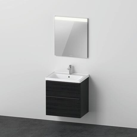 Furniture washbasin with vanity unit and mirror, DE011201616 Black oak Matt, Decor