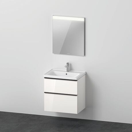 Furniture washbasin with vanity unit and mirror, DE011202222 White High Gloss, Decor