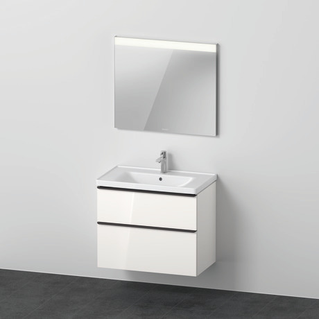 Möbelwaschtisch mit Waschtischunterbau und Spiegel, DE011302222 Weiß Hochglanz, Dekor