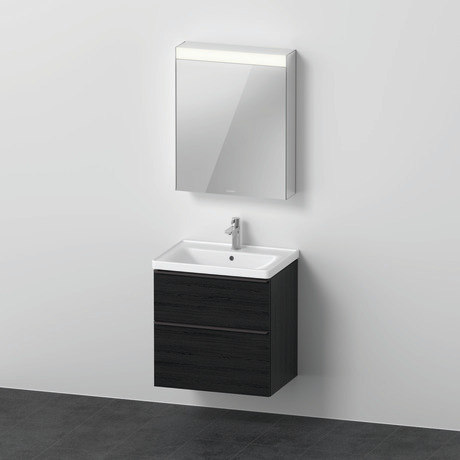 Möbelwaschtisch mit Waschtischunterbau und Spiegelschrank, DE0115L1616 Eiche Schwarz Matt, Dekor
