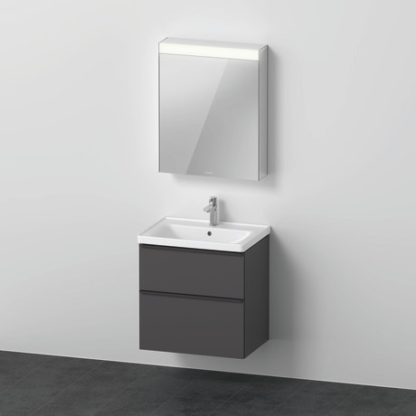 Möbelwaschtisch mit Waschtischunterbau und Spiegelschrank, DE0115L4949 Graphit Matt, Dekor