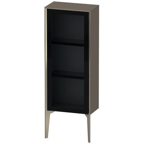 Semi-tall cabinet, XV1360RB189 Hinge position: Right, Front: Parsol grey, Corpus: Flannel Grey High Gloss, Lacquer, Profile colour: Champagne, Profile: Champagne
