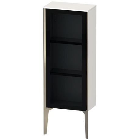 Semi-tall cabinet, XV1360RB185 Hinge position: Right, Front: Parsol grey, Corpus: White High Gloss, Lacquer, Profile colour: Champagne, Profile: Champagne