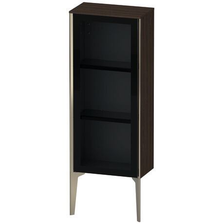 Semi-tall cabinet, XV1360RB169 Hinge position: Right, Front: Parsol grey, Corpus: Brushed walnut Matt, Real wood veneer, Profile colour: Champagne, Profile: Champagne