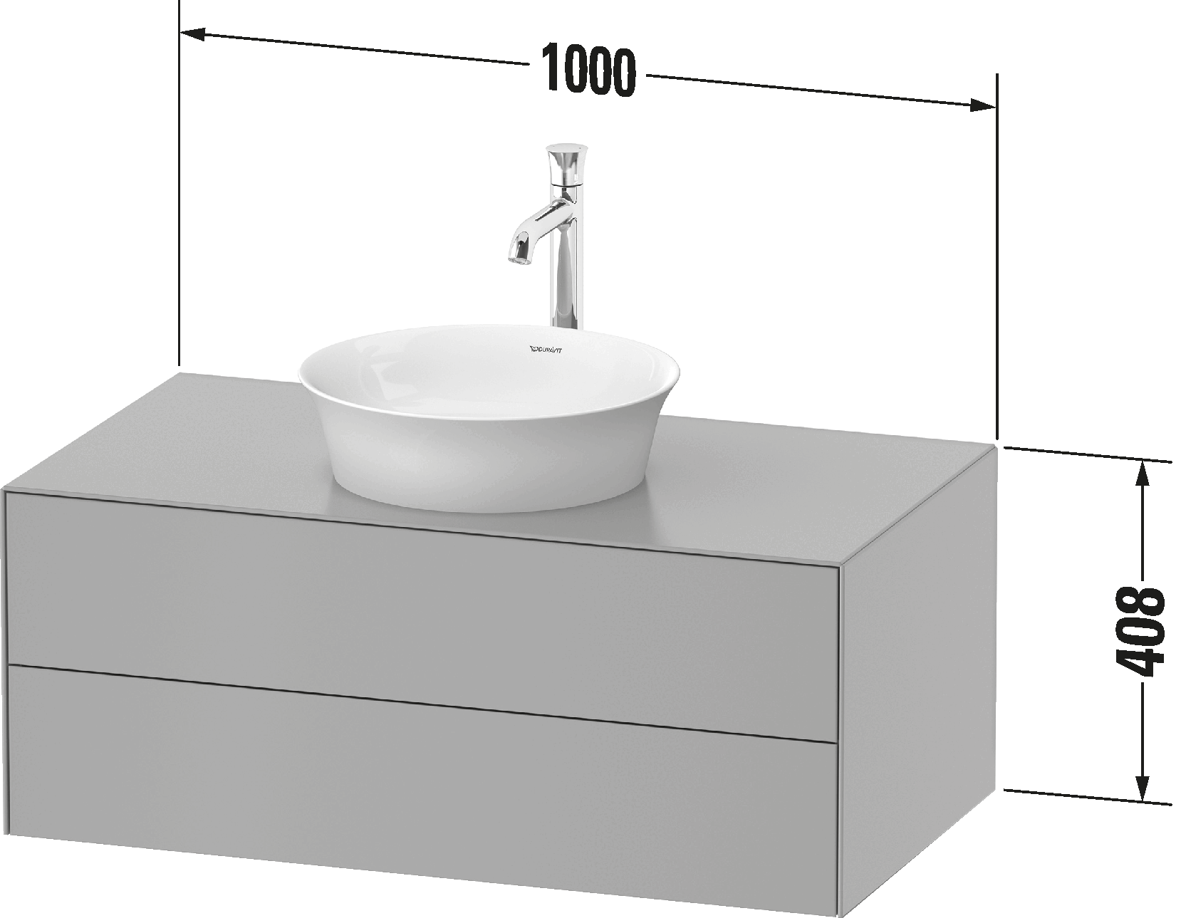 Meuble sous lavabo suspendu pour plan de toilette, WT4986