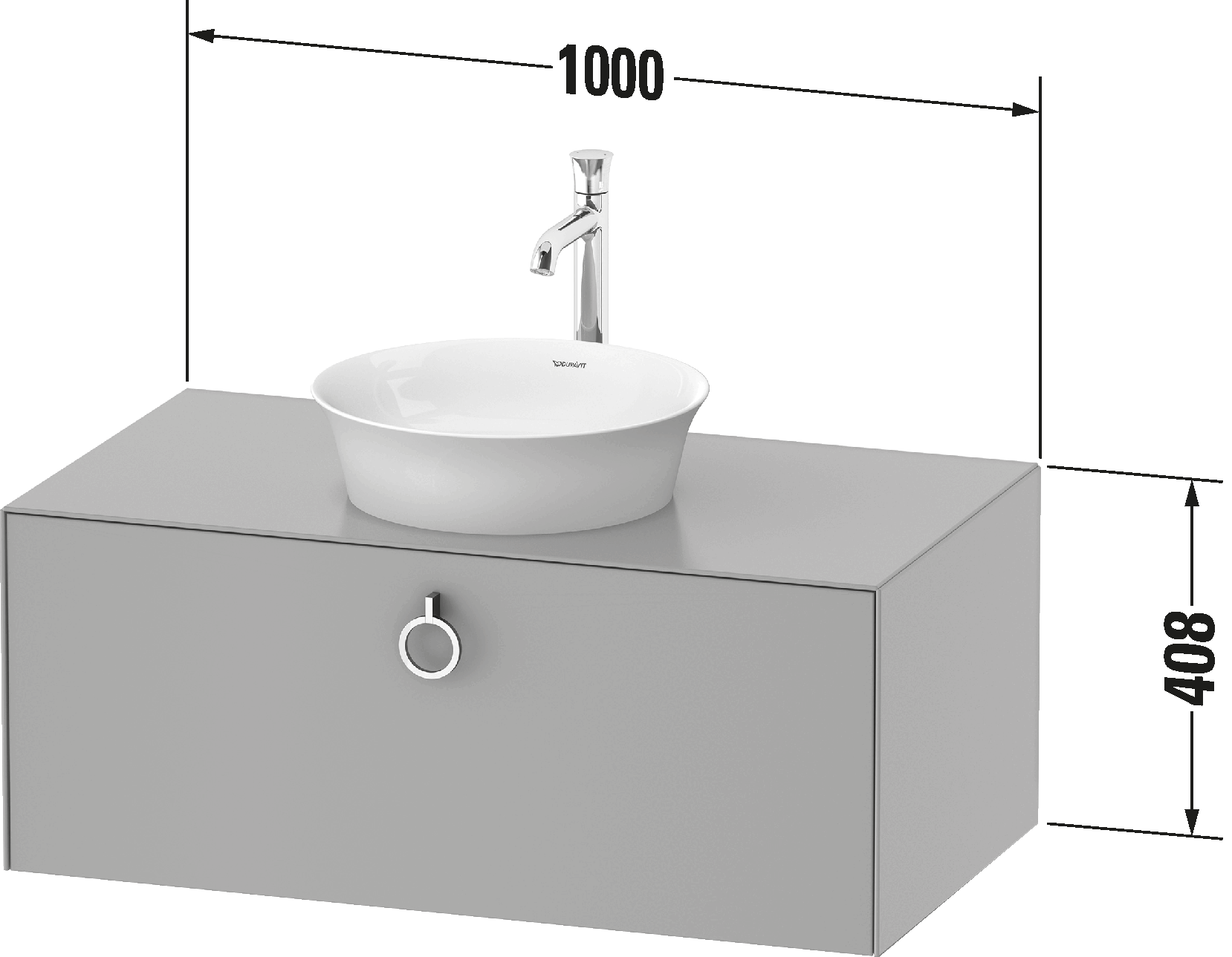 Meuble sous lavabo suspendu pour plan de toilette, WT4981