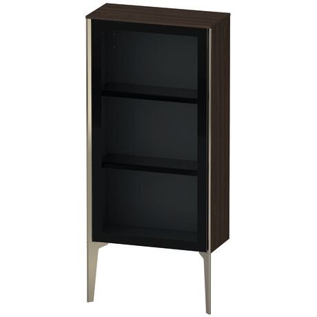 Semi-tall cabinet, XV1361RB169 Hinge position: Right, Front: Parsol grey, Corpus: Brushed walnut Matt, Real wood veneer, Profile colour: Champagne, Profile: Champagne