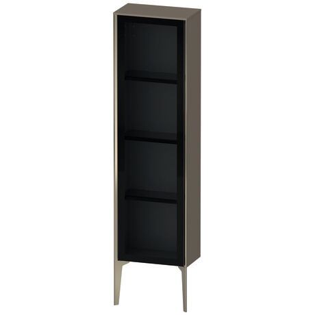 Semi-tall cabinet, XV1365RB189 Hinge position: Right, Front: Parsol grey, Corpus: Flannel Grey High Gloss, Lacquer, Profile colour: Champagne, Profile: Champagne
