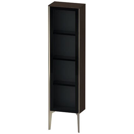 Semi-tall cabinet, XV1365RB169 Hinge position: Right, Front: Parsol grey, Corpus: Brushed walnut Matt, Real wood veneer, Profile colour: Champagne, Profile: Champagne