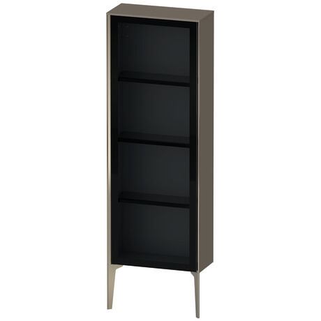 Semi-tall cabinet, XV1366RB189 Hinge position: Right, Front: Parsol grey, Corpus: Flannel Grey High Gloss, Lacquer, Profile colour: Champagne, Profile: Champagne