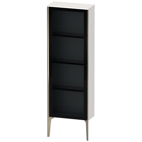 Semi-tall cabinet, XV1366RB185 Hinge position: Right, Front: Parsol grey, Corpus: White High Gloss, Lacquer, Profile colour: Champagne, Profile: Champagne