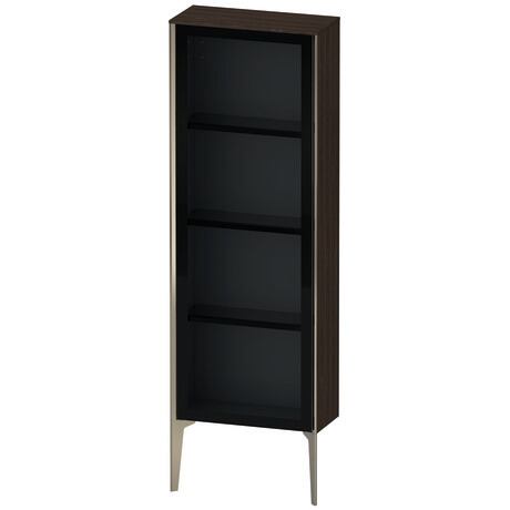 Semi-tall cabinet, XV1366RB169 Hinge position: Right, Front: Parsol grey, Corpus: Brushed walnut Matt, Real wood veneer, Profile colour: Champagne, Profile: Champagne