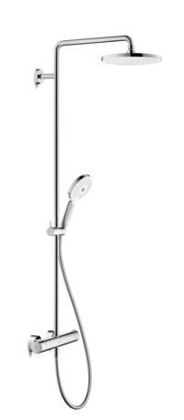 Shower system, C14280008010 Thermostatic shower mixer, Chrome High Gloss, Safety lock at 38 °C, Flow rate (3 bar): 12,5 l/min, Thermostat cartridge, Centre distance: 150 mm ± 15 mm