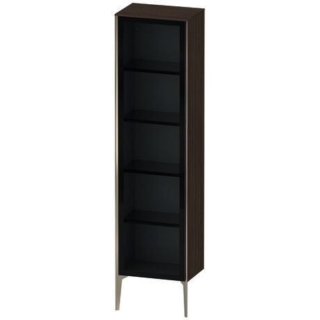 Tall cabinet, XV1376LB169 Hinge position: Left, Front: Parsol grey, Corpus: Brushed walnut Matt, Real wood veneer, Profile colour: Champagne, Profile: Champagne