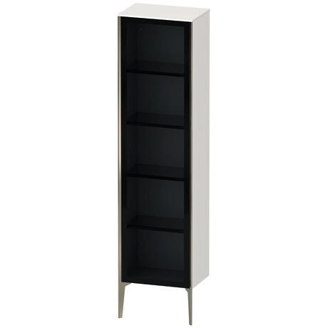 Tall cabinet, XV1376LB185 Hinge position: Left, Front: Parsol grey, Corpus: White High Gloss, Lacquer, Profile colour: Champagne, Profile: Champagne