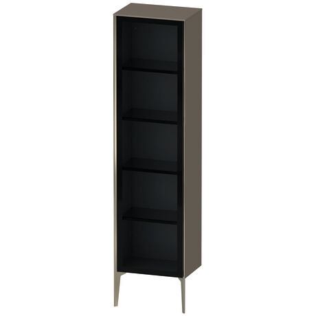 Tall cabinet, XV1376LB189 Hinge position: Left, Front: Parsol grey, Corpus: Flannel Grey High Gloss, Lacquer, Profile colour: Champagne, Profile: Champagne