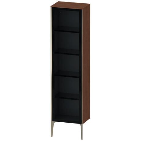 Tall cabinet, XV1376RB113 Hinge position: Right, Front: Parsol grey, Corpus: American walnut Matt, Real wood veneer, Profile colour: Champagne, Profile: Champagne